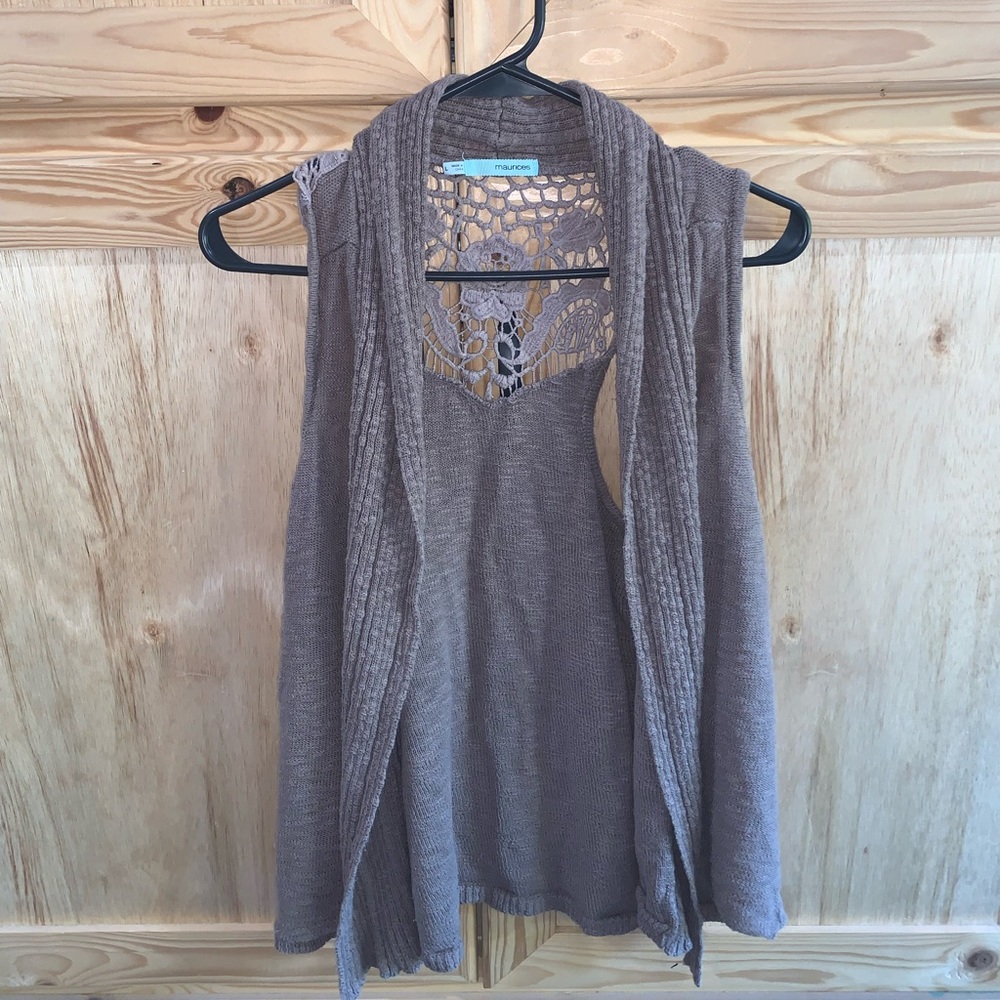 Maurice’s crochet lace back boho vest size L